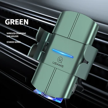 

10W Non Slip Universal Wireless Charging Single Hand Interior Accessory Air Outlet Intelligent Voice Clip Mount Car Phone Holder