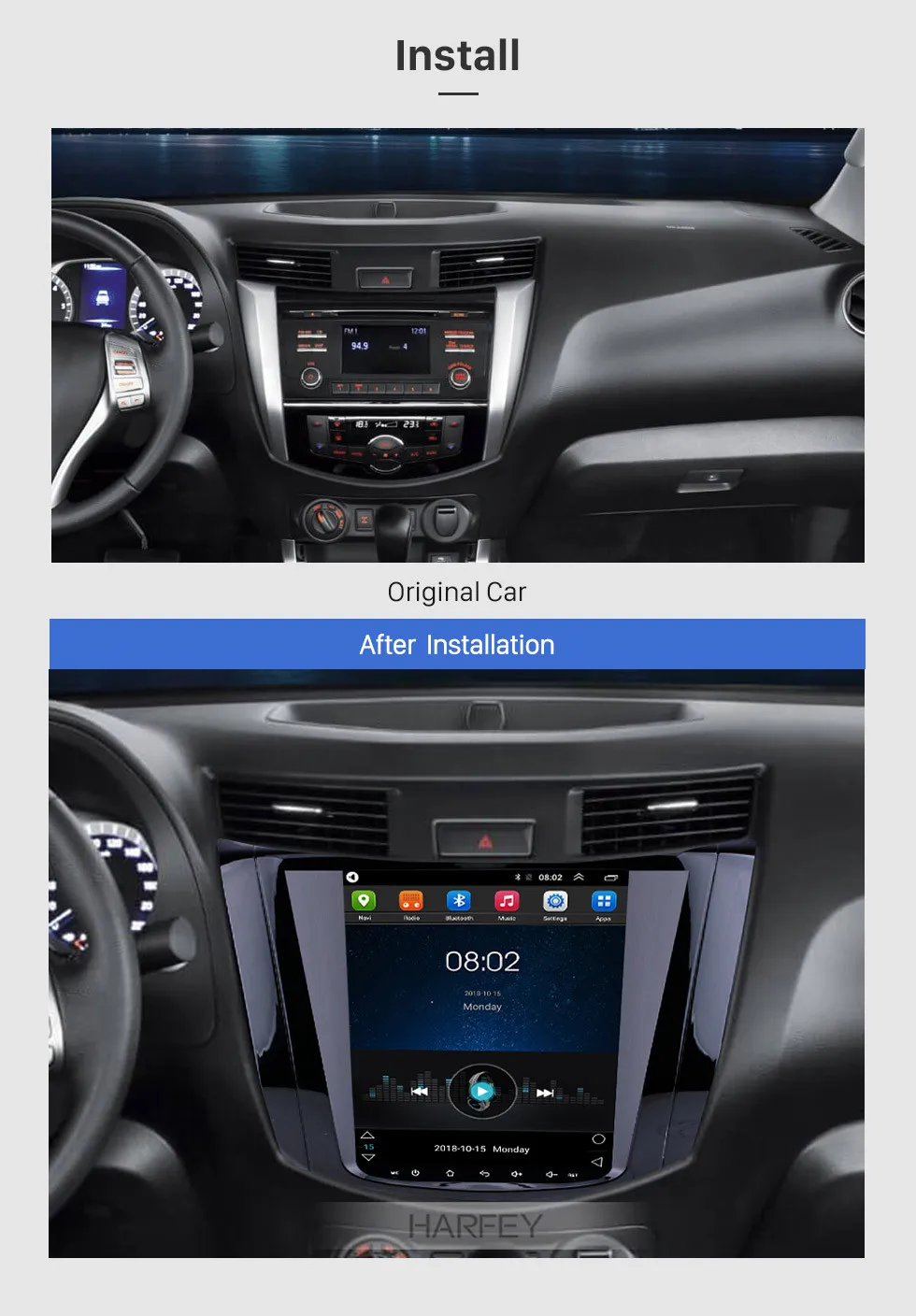 Perfect Harfey Multimedia Player with Rear camera Mirror  WIFI for 2018 Nissan NAVARA Terra 9.7" Car GPS Navi Android 9.1 Radio 4G LTE 2