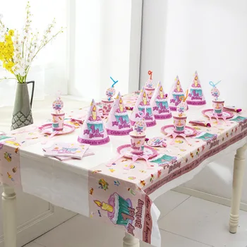 

Olevovo Theme Birthday Party Disposable Decorations Tableware Sets Supplies Baby Shower Tablecloth Venue Layout Propsn Flag