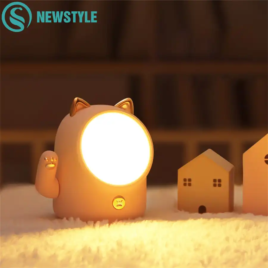 Mignon Chat Chanceux Veilleuse Led Lampe De Nuit Rechargeable Usb Capteur Tactile Animaux Veilleuse Pour Bebe Chambre Cadeau De Noel Aliexpress