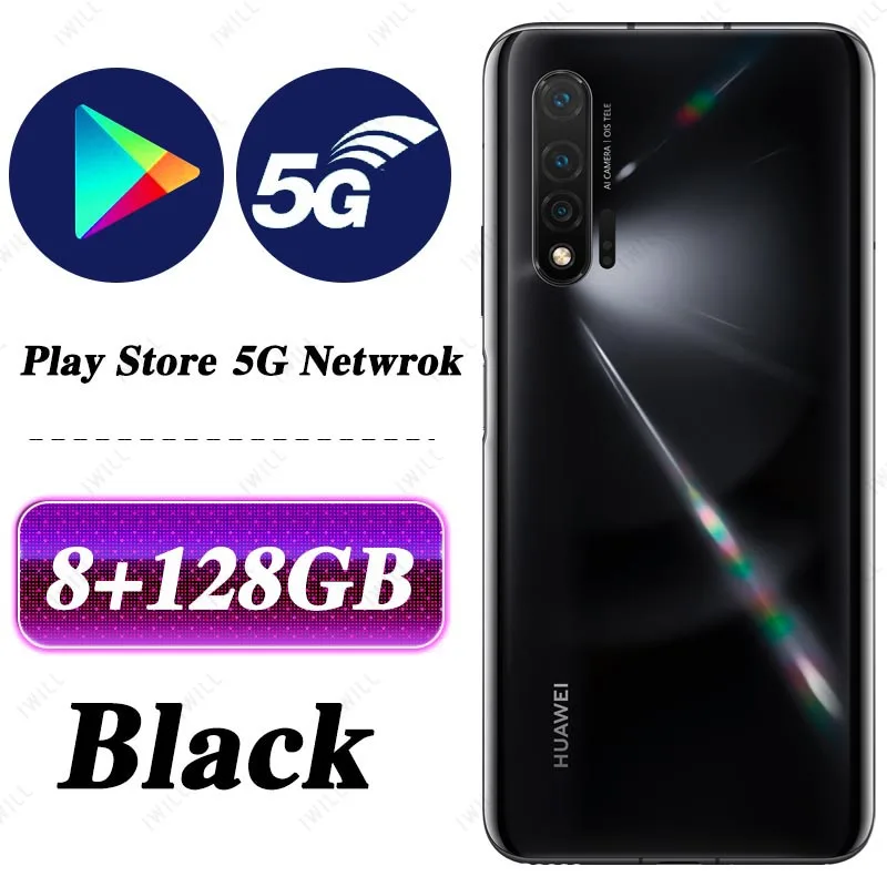 6,57 '' huawei Nova 6 5G LTE мобильный телефон Kirin 990 Balong 5000 Восьмиядерный 40 Вт huawei SuperChager Android 10,0 Google Play - Цвет: 8G 128G Black