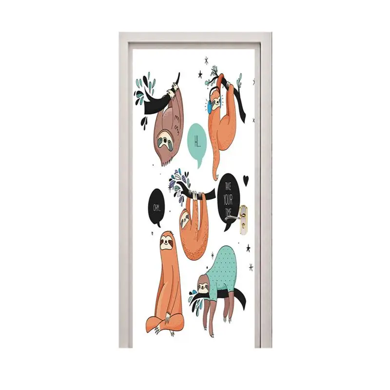 

1pc Sloth Door Sticker Removable Beautiful Renovation Waterproof Decorative Door Decals Door Sticker For Restaurant Cafe Hotel
