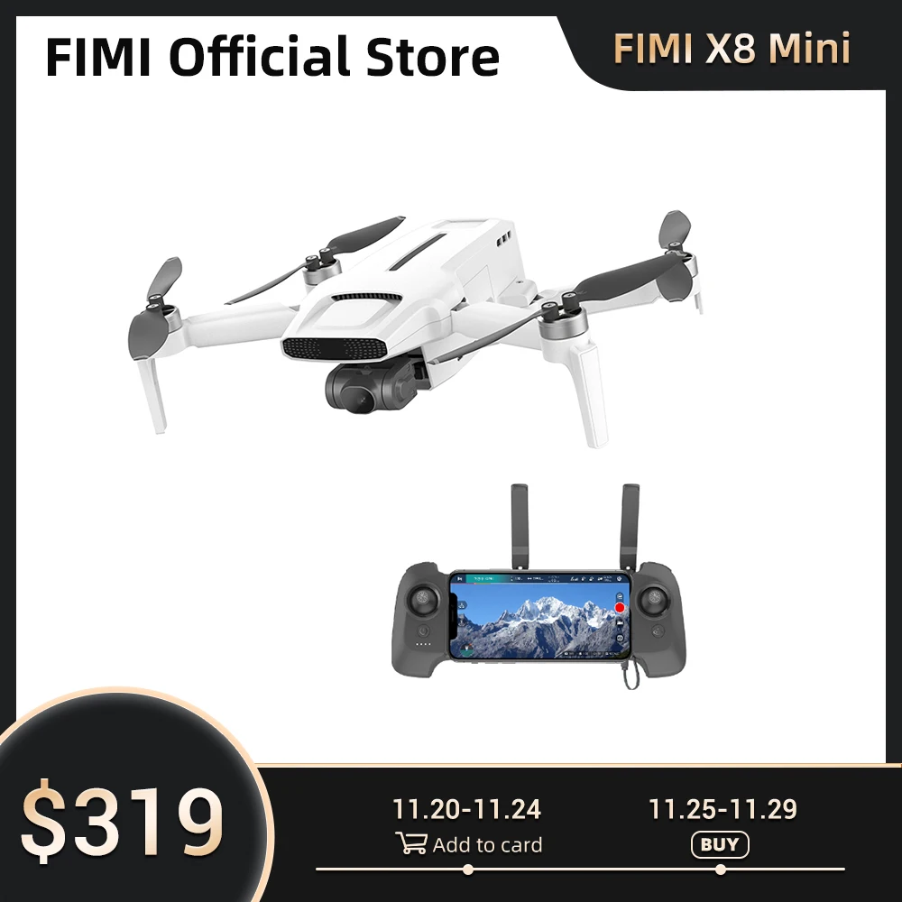  FIMI X8 Mini  радиус 8км, камера 4K, вес до 250г, GPS, дистанционное управление, профессиональный мини-квадрокоптер 