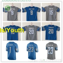 Детройт А++ качественная детская одежда 9 Matthew Stafford 15 Golden Tate 20 Barry Sanders Frank Ragnow 1 Kerryon jonson 0 jersey