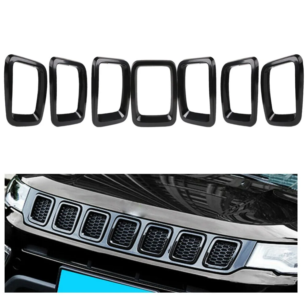 7 шт Передняя решетка гриль крышка рамка, украшение для- Jeep Compass ABS черный