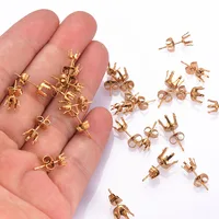 50pcs/Lot Stainless Steel 3-8mm Stud Earring Hooks Settings Base Hoops For DIY Jewelry Making Findings Not Easy Fade 1
