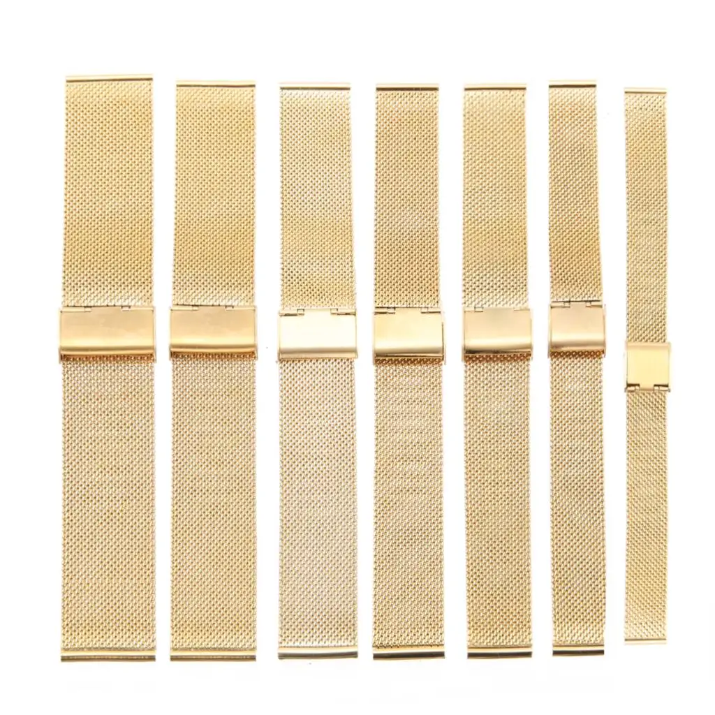 12mm/14mm/16mm/18mm/20mm/22mm/24mm Stainless Steel Watch Strap Straight End Bracelet Mesh Buckle Watch Band 4 Colors Shellhard