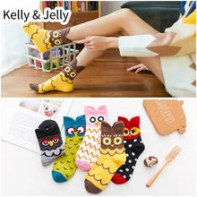 5 пар) весенне-летние новые женские хлопковые носки с мультяшным принтом милые носки с объемным рисунком совы