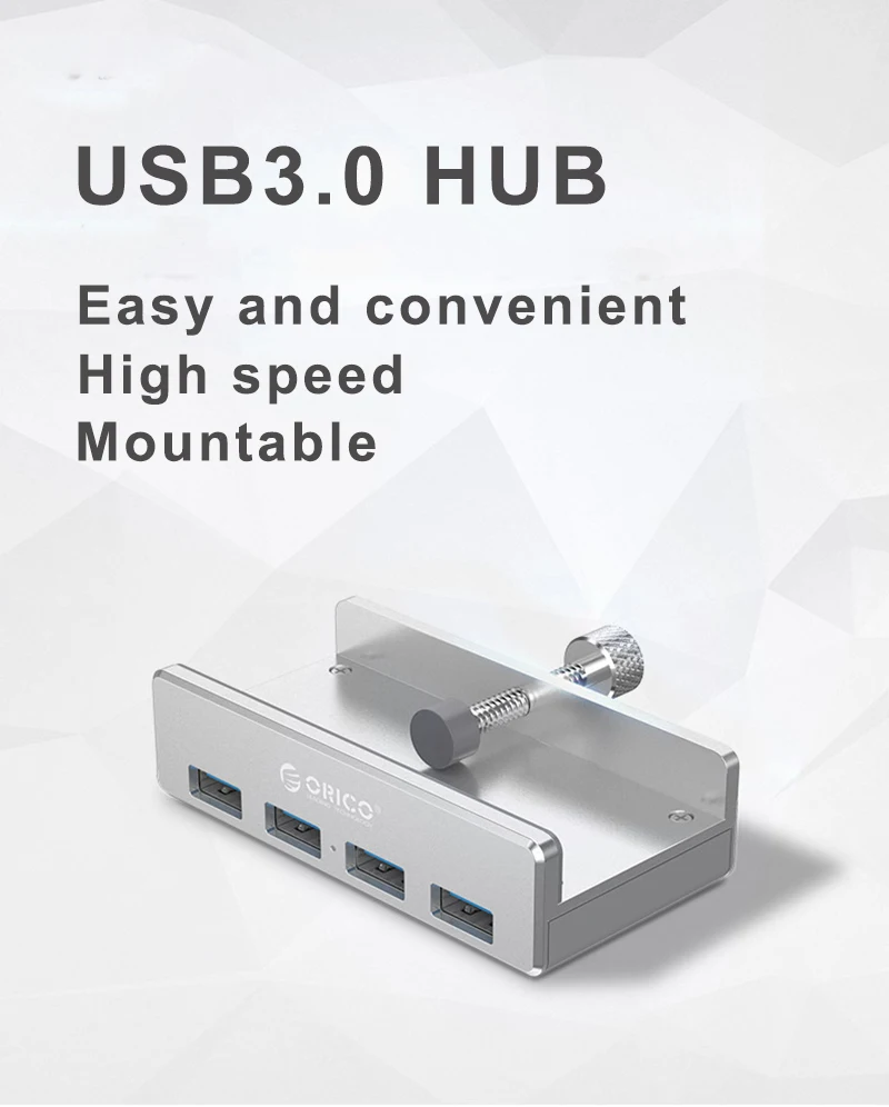 USB3.0 концентратор со встроенным следить за стол Расширенный 4-портовый Алюминий usb-хаб Поддержка Мощность зарядки скорость передачи: 5 Гбит/с USB разъем