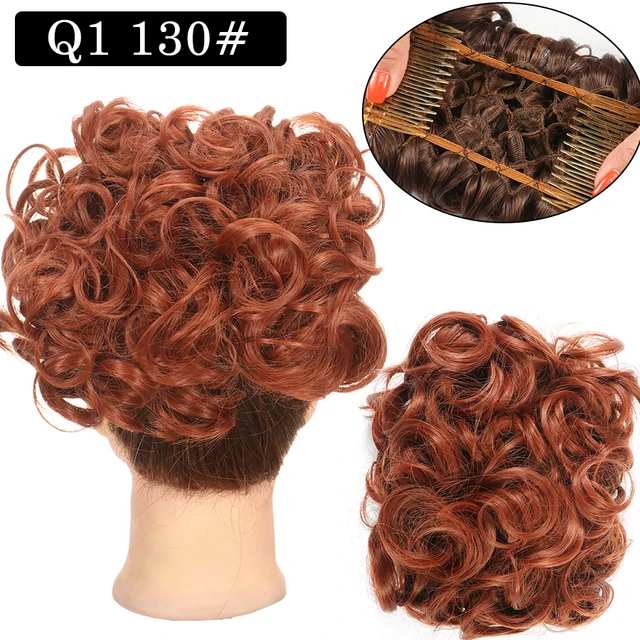 Synthetic Curly Elastic Band Chignon Plastic Comb Clips in Hair Extension Hair Bun Updo Cover Hairpieces Hair Accessories Q1 130