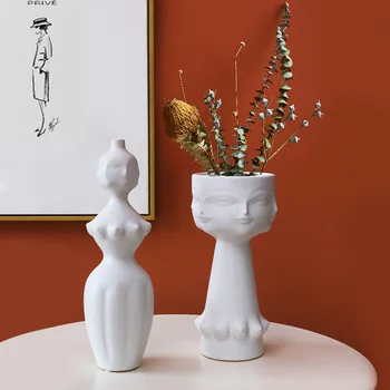 

Home Furnishing Modern Simple Palace Classical Facial Makeup Ceramic Dried Flower Decoration Vase Floral Living Room Decoration