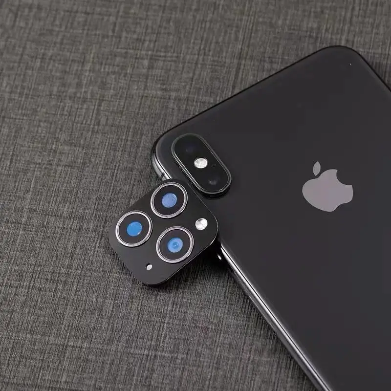 Для iPhone X XS XR секундная Замена 11 Pro наклейка на рассеиватель для iPhone 11 Pro MAX роскошный алюминиевый защитный чехол для камеры - Цвет: X-XS-XS Max  Black