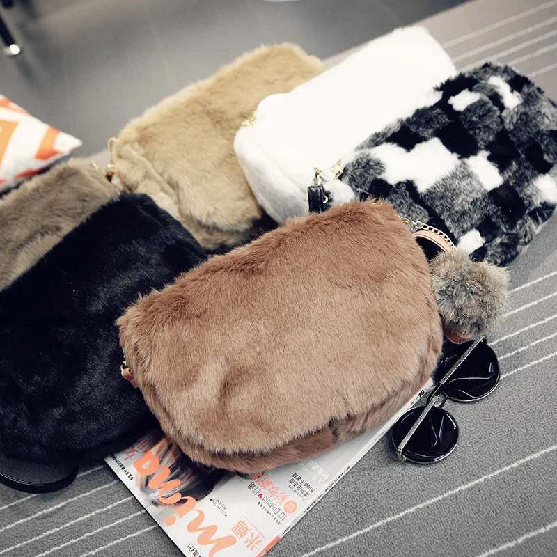 

2020 New Style Korean-style Fashion New Style Trend Fur Clothing Pom Pom Bag Shoulder Diagonal Bag WOMEN'S Bag