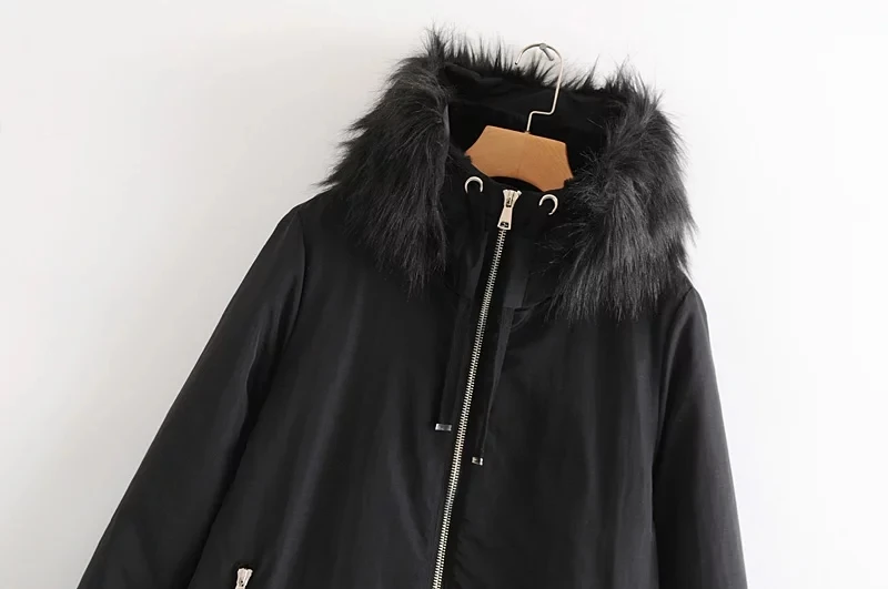 Зимняя женская длинная куртка с меховым капюшоном, модная женская парка, толстая теплая стеганая хлопковая куртка, повседневная верхняя одежда