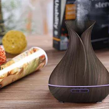 

Electronic LED Air Purifier 400ML Ultrasonic Aroma Diffuser Portable Air Humidifier Wood Grain Essential Oil Purifier US Plug