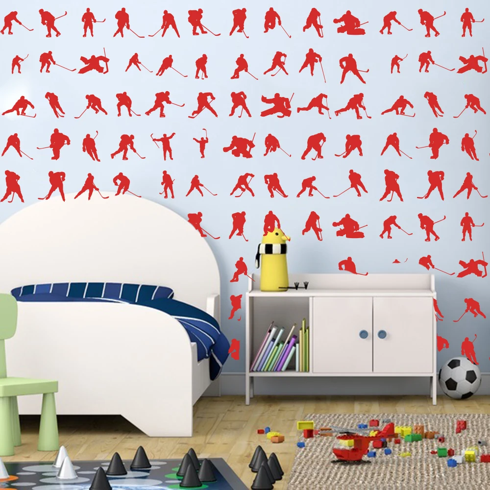 Cute Ice Hockey Player Wall Sticker Boy Room Classroom Hockey Sport Wall Decal Bedroom Vinyl Home Decor (1)
