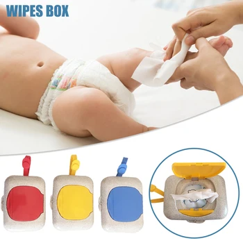 

New Mini Wheat Straw Baby Wipes Dispenser Portable Wipes Case Holder Convenient Design With pressing buckle design
