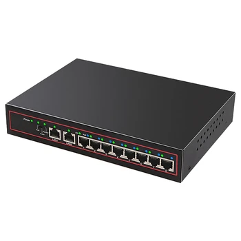 

10 Ports Poe Switch 52V Power Over Ethernet Network Switch 8 Poe Switch Injector For Ip Camera/Wireless Ap/Cctv Camera System(Eu