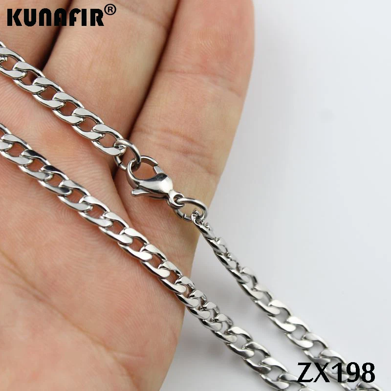 ZX198 (4.3mm) Cuba цепь из нержавеющей стали ожерелье 3 мм-15 мм NK Figaro цепочка модные ювелирные изделия Мужская цепочка на шею 5 шт-100 шт - Окраска металла: ZX198 (4.3mm)