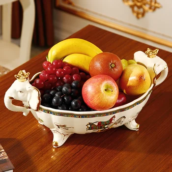 

Fruit Plate Ceramic Fresh Fruit Platter Home Livingroom Desktop Snacks Dish European Style Elephant Shape Tableware Wedding Gift