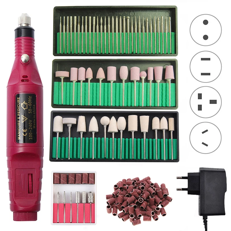 Professional Nail Drill Machine Electric Manicure Milling Cutter Set Files Bits Gel Polish Remover Tools 20000RPM Bit | Красота и
