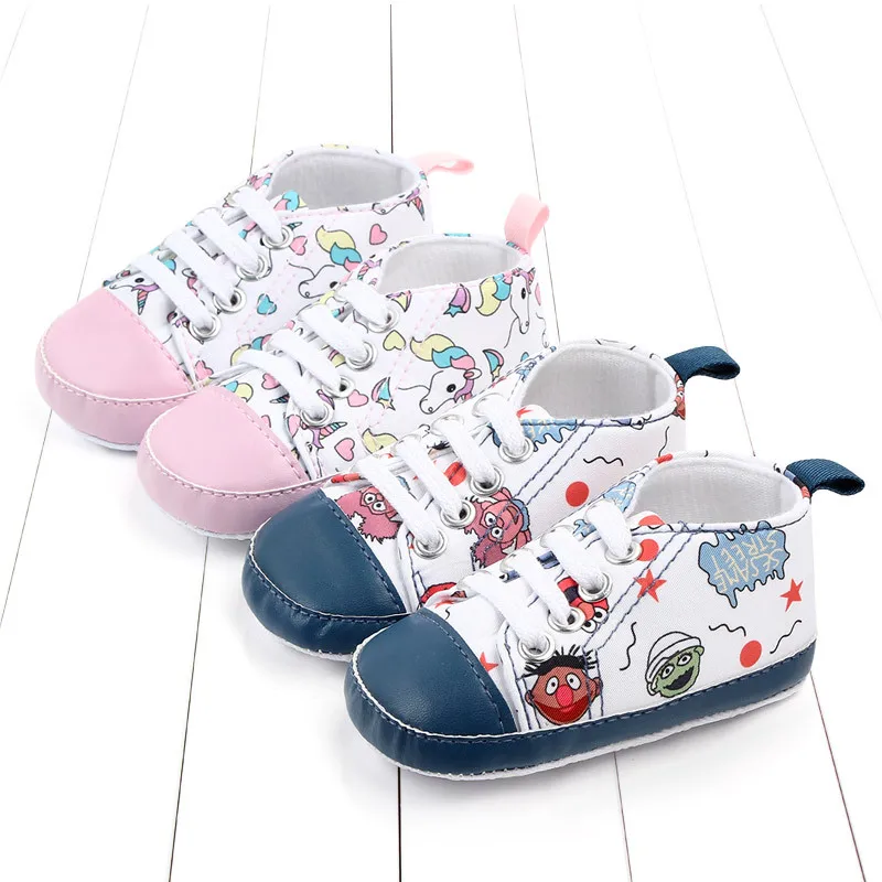 Unicorn graffiti newborn baby girl boys shoes soft shoes monster
printing infant toddler hard bottom crib shoes first walking