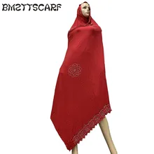 Мягкий хлопковый шарф кашха шарф для африканских мусульманских женщин Дубай молиться Большие шали со стразами BM827