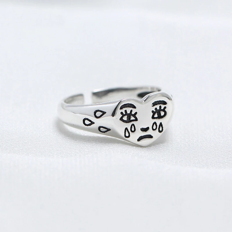 Discount Creative Cry Face Rings for Women New Trendy Fashion Female Resizable Ring Jewelry Jewelry YypaQjO5o
