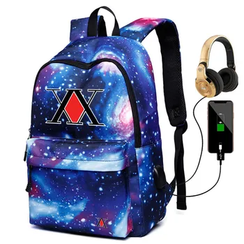 

Hunter X Hunter Hip-hop Laptop Bag USB Charger School Bags for Girl Boy Street Fashion Daily Outdoor Backpacks