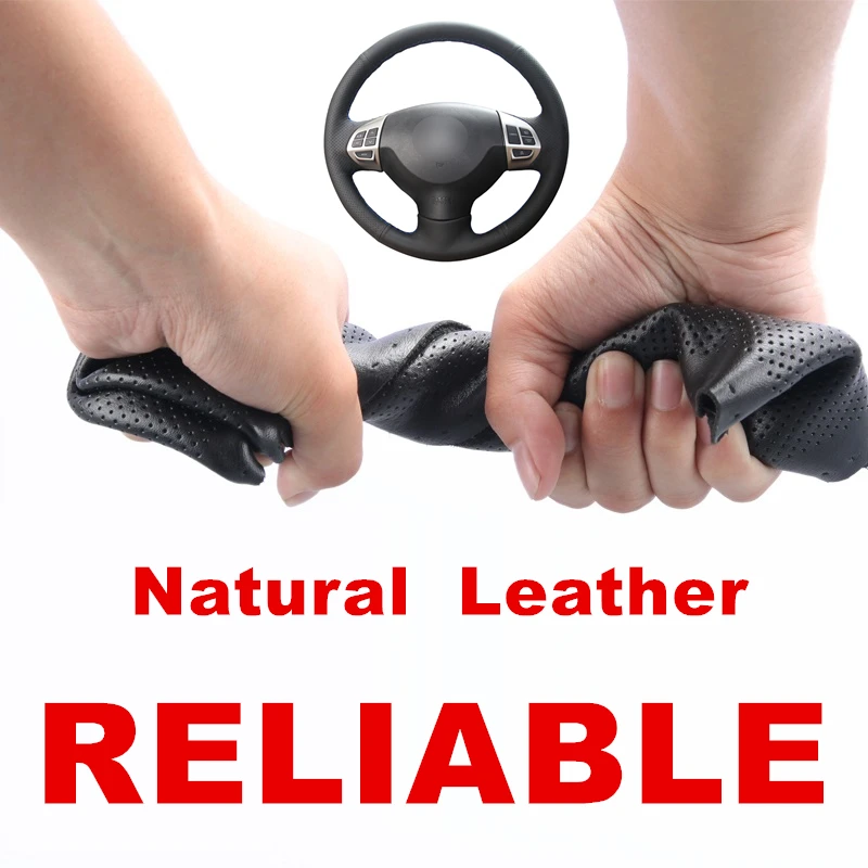 

Hand Sewing Black Microfiber Leather Car Steering Wheel Cover for Mitsubishi Lancer X 10 Outlander ASX Colt Pajero Sport