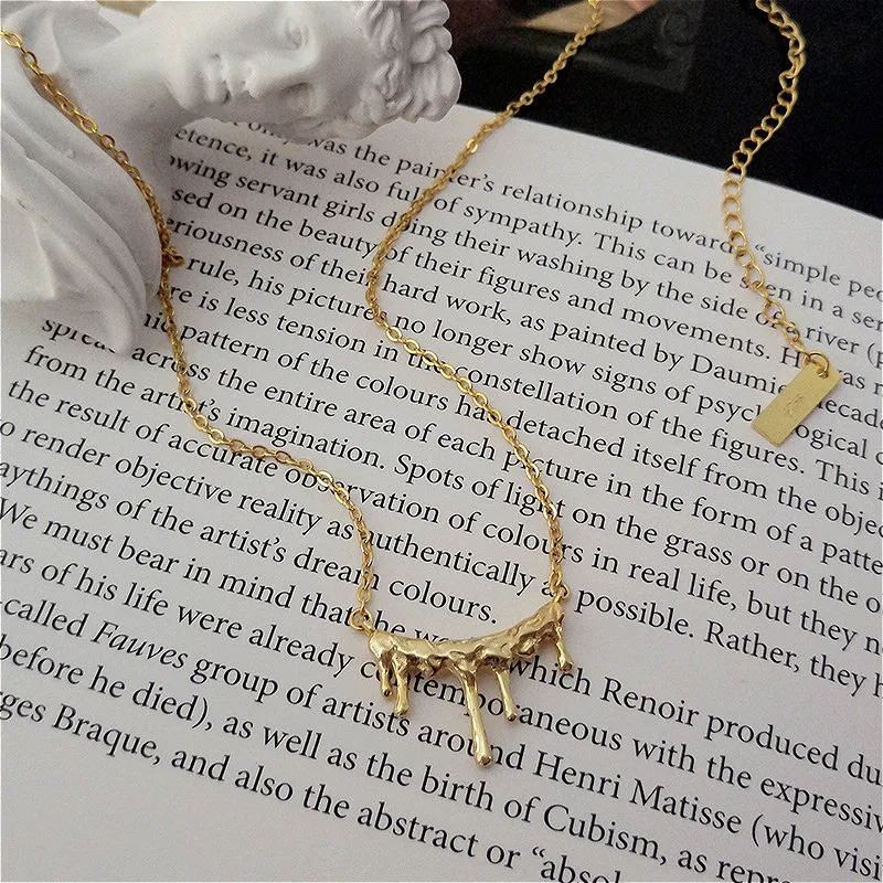 Drop Wax Shape Designer 18k Gold Real 925 Sterling Silver Necklace For Women Chain Fine Jewelry Necklaces & Pendants Flyleaf | Украшения