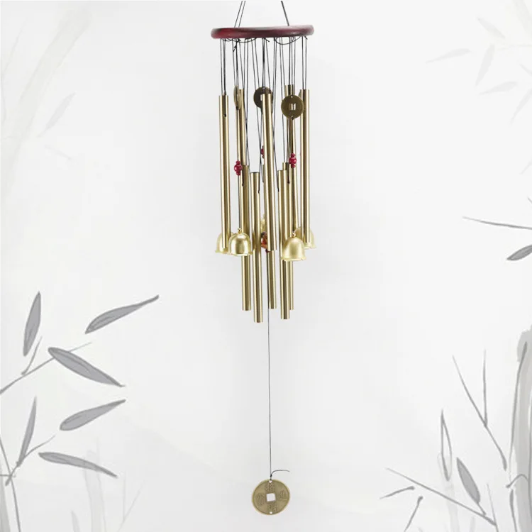 

Solid Wood Large Size Bronze Wind Chime Entrance Home Decoration Pendant Travel Craft Gift Feng Shui Bell