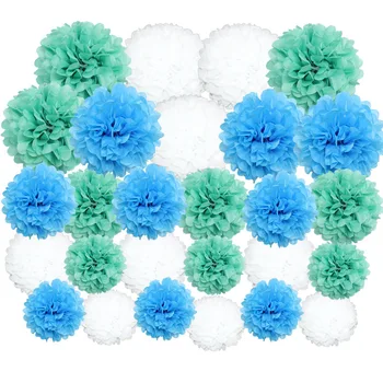 

27pcs/Set Paper pompon Lanterns Gold Silver Tissue Paper Balls Wedding Flower Birthday Party Baby shower Hanging Decorations