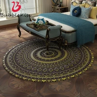 Bubble Kiss Round Carpet Ethnic Style Flower Pattern Carpets for Living Room Thick Soft Bedroom Decor Carpet Floor Mat 1