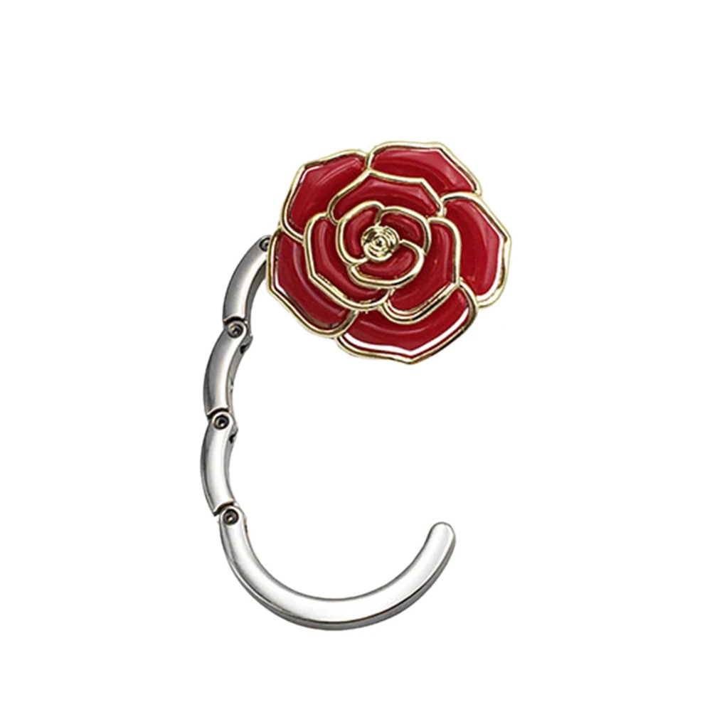 

Purse Restaurant Rose Shaped Bag Hook Table Handbag Holder Metal Round Anti Slip Portable Foldable Cafe Hanger Decoration Mini