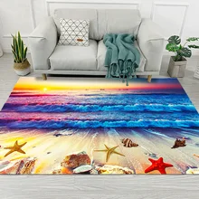 Современный 3D пляжный Кристальный плюшевый ковер с принтом для гостиной, спальни, Противоскользящий коврик для пола, модный ковер для кухни