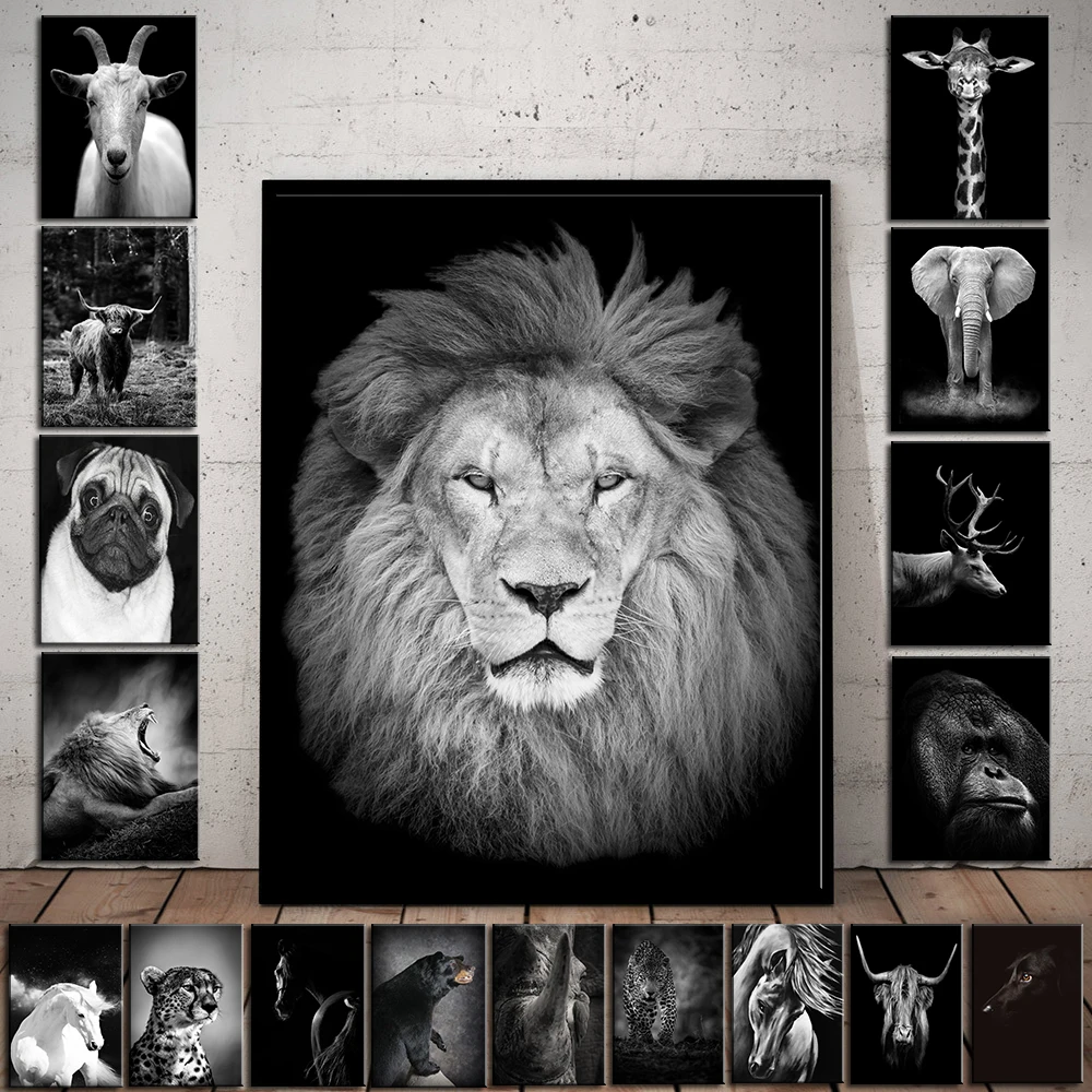 Canvas Painting Animal Wall Art Lion Elephant Deer Zebra Posters and Prints Pictures for Living Room Decoration Home Decor | Дом и сад
