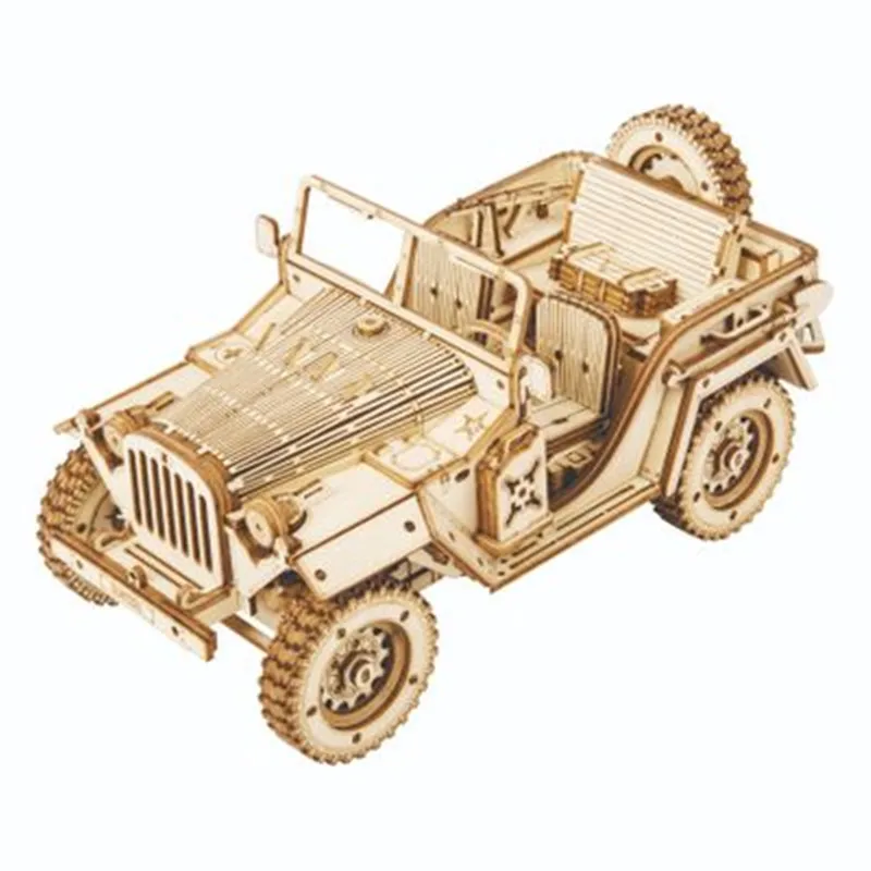 Грузовик jeep паровой поезд diy 3D трехмерный строительный блок деревянная модель