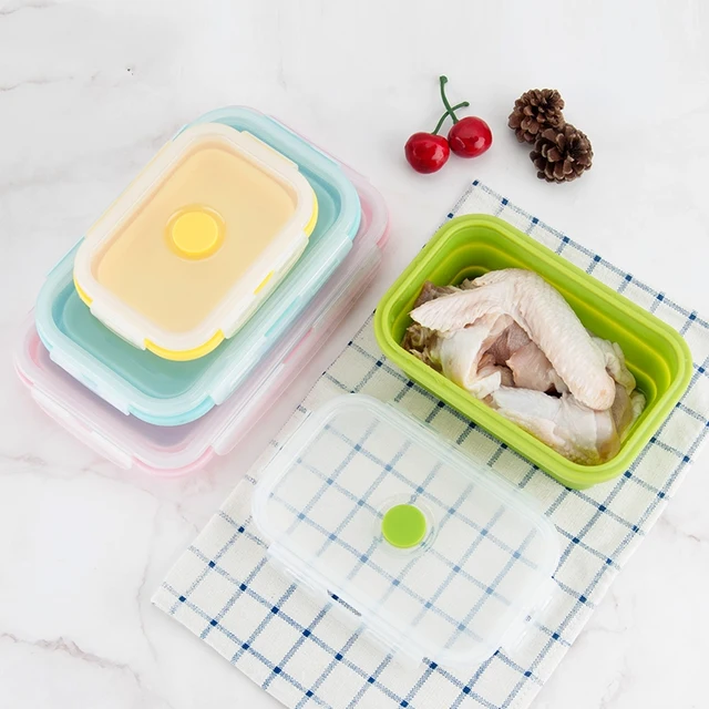 Bpa-free Silicone Collapsible Lunch Box - Portable Food Storage Container  For Home, Kitchen, Camping, And Picnics - Temu