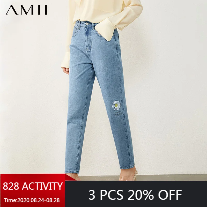 AMII Minimalism Autumn Fashion Women Jeans Embroidery High Waist Straight Women's Pants Ankel-length Female Jeans 12040686 AMII Minimalism Autumn Fashion Women Jeans Embroidery High Waist Straight Women's Pants Ankel-length Female Jeans 12040686