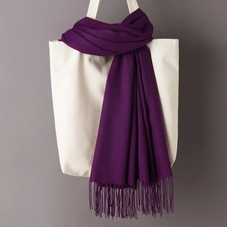 Violet Scarf Женские однотонные кашемировые шарфы с кисточками, осень, новые мягкие теплые шарфы для девушек и женщин, тонкий длинный шарф, Женская шаль, мужской шарф - Цвет: Violet Scarf