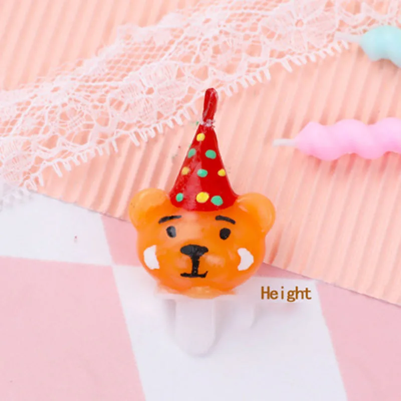 귀여운 레트로 곰 머리 케이크 장 다채로운 모자, 작은 곰 플러그인 어린이 베이킹 크리에이티브 생일 파티 생일 양초