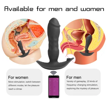 Bluetooth Control Thrusting Vibrators Anal Butt Plug Vibrator for Men Prostate Massager Dildo For Women Sex Toys for Men Gays 3