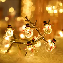 Led flocos de neve boneco de neve levou luzes de fadas string guirlanda de natal papai noel decoraes luzes de para festa em casa
