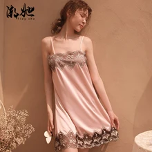 Новая сексуальная ночная рубашка высокого класса пижамы сексуальное соблазнительное белье домашняя одежда кружевной костюм с бретельками