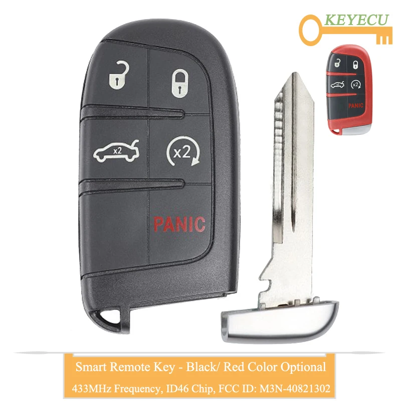 

KEYECU Smart Remote Control Car Key for Chrysler 300 2011-2018 for Dodge Challenger Charger Durango Journey FCC ID: M3N-40821302
