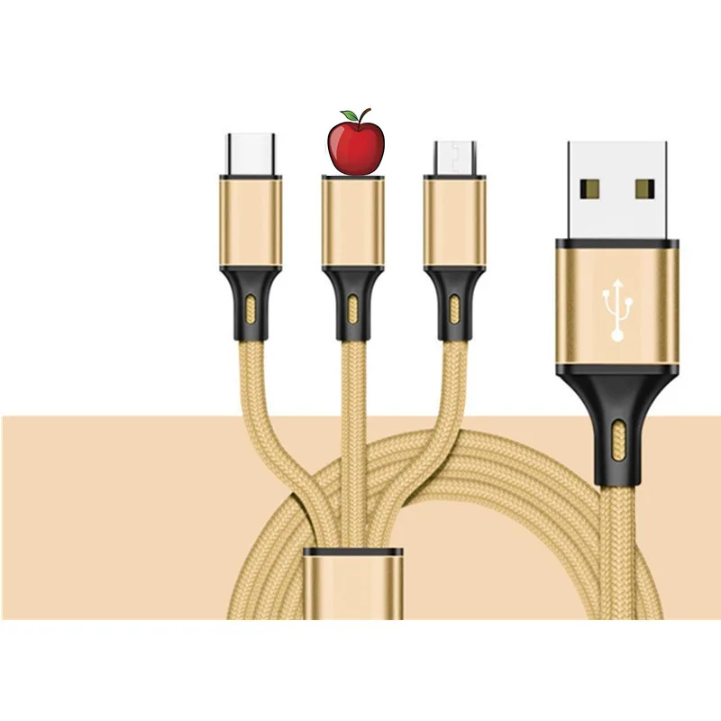 0,3 м Быстрая зарядка USB кабель для iPhone 8X7 6 6S Plus зарядное устройство type C кабели для Samsung S9 Xiaomi Mi9 Redmi Micro USB кабель - Цвет: Золотой