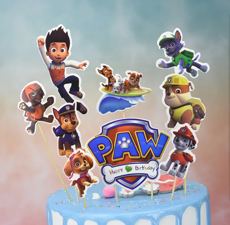 Decoracion De Fiesta De Cumpleanos De La Patrulla Canina Para Ninos Tarjeta Para Pastel Fruta Suministros De Fiesta De Cumpleanos Juguetes De La Patrulla Canina Figuras De Accion Aliexpress