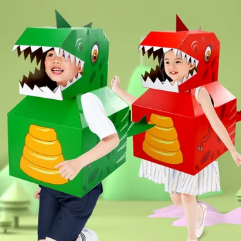 

Creative Cardboard Handmade DIY Dinosaur Kids Toys Animal Cardboard Assembled Cute Dress Children Role-playing Toys