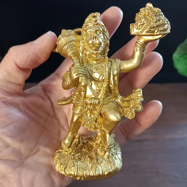 Statue Hanuman en or, ornements en résine, singe hindou indien, dieu bouddha, Sculpture, décoration de la maison, cadeau porte-bonheur 6